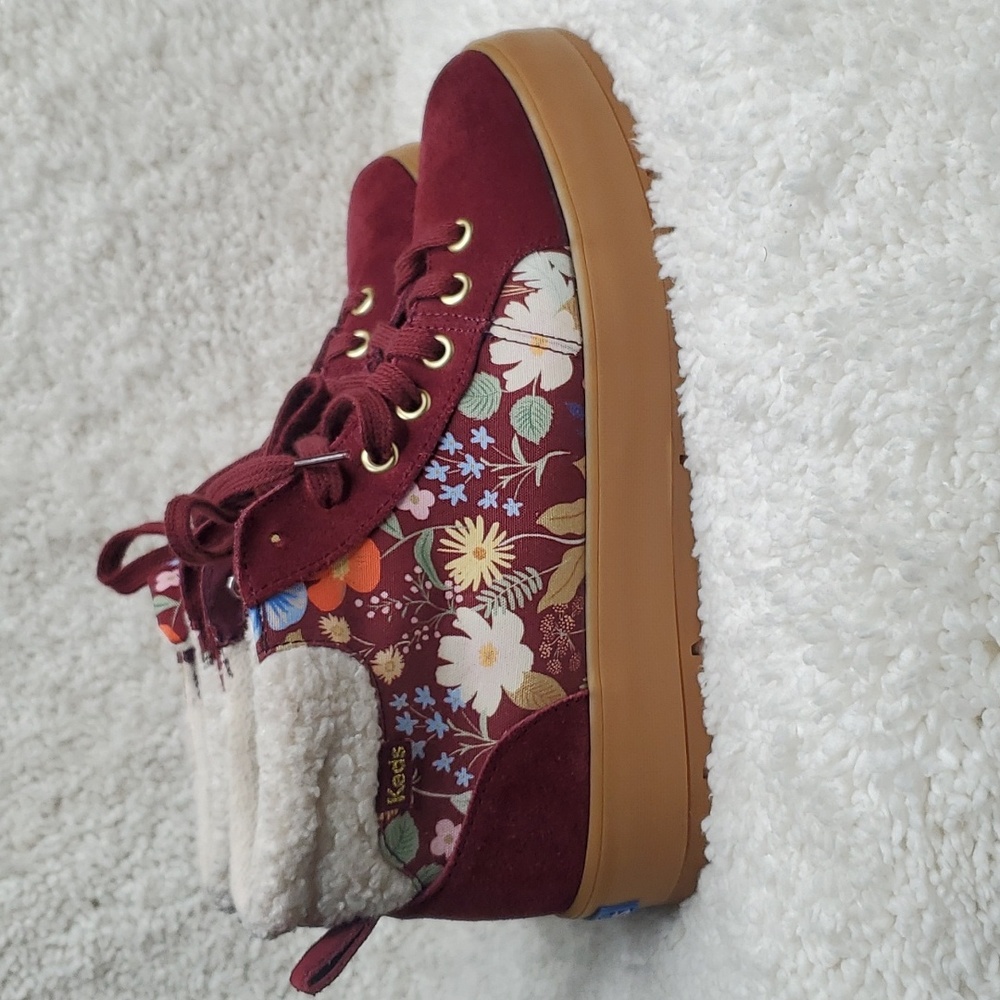 Keds Women's Burgundy Floral High-Top Sneakers - Picture 5 of 9